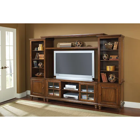 Large Entertainment Wall Unit with Ten Shelves and Four Doors